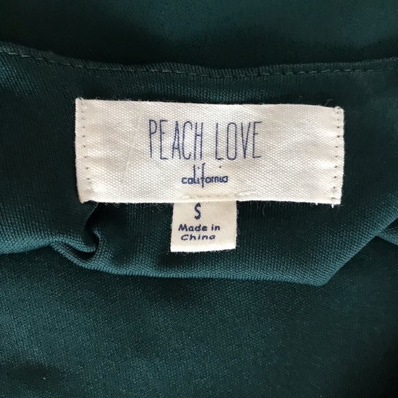 Peach Love Forest Green Chiffon Minidress w/ Beautiful Gold Embroidery Size Sm - Picture 4 of 11